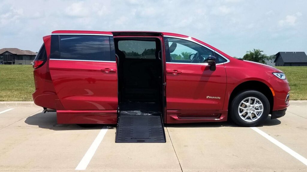 2025 Red Hot Pearl Chrysler Pacifica Select with Braun XT Wheelchair Conversion.